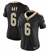 Women's New Orleans Saints #6 Willie Gay Black Vapor Football Stitched Limited Jersey Dzhi,baseball caps,new era cap wholesale,wholesale hats
